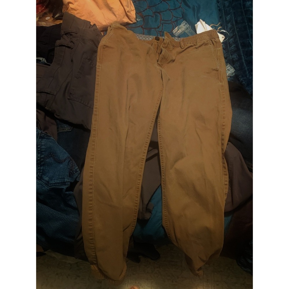 Michael Kors Mens Premium Chinos Khaki Tan Flat Front Tapered Pants Size Medium - Picture 5 of 6